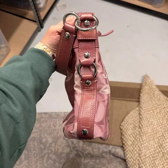 Y2K PINK Coach Signature C Logo Hobo Shoulder Bag VTG Zoe Optic EUC 2000s F14710 - Picture 8 of 11